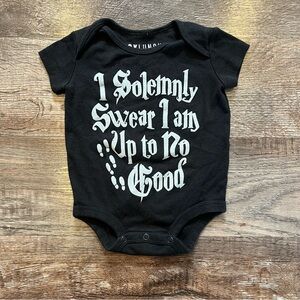 Box Lunch Harry Potter I Solemnly Swear Black Baby Bodysuit Size 6 Months